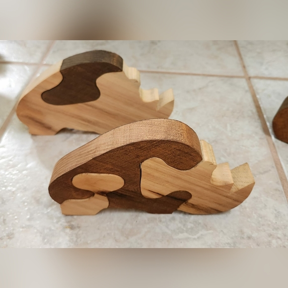 Handmade Wooden Rhino Puzzle Toy - Set of 2 - Picture 2 of 3